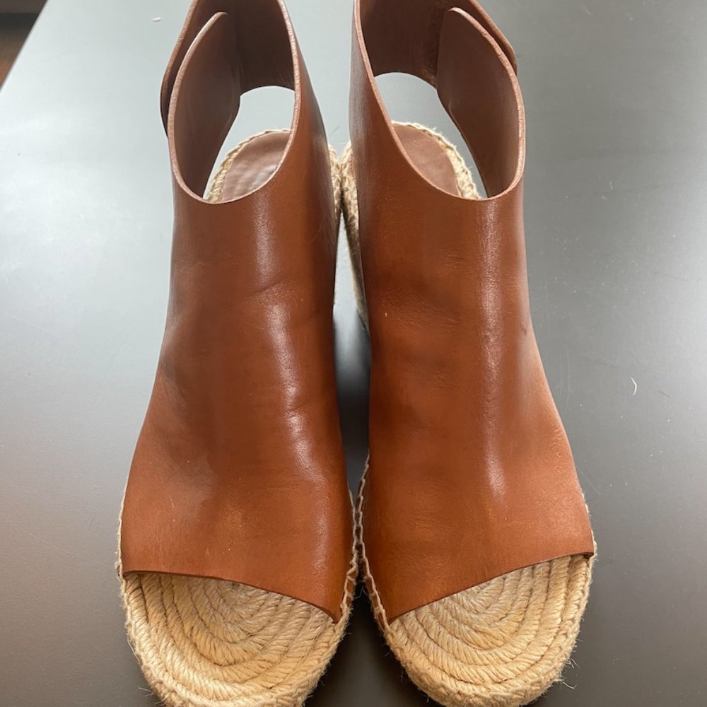 Celine Leather Espadrilles Wedge Sandals